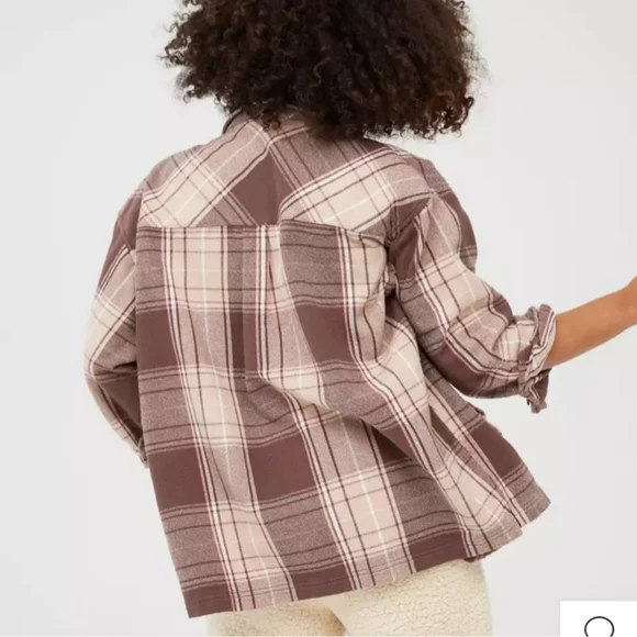 Aerie Offline Flannel Button Down Shacket - Like New - Picture 2 of 11